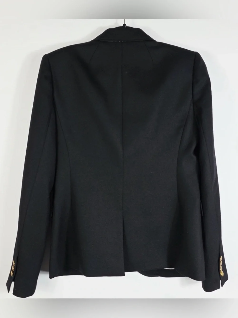 J.Crew Schoolboy Blazer Black Wool with Gold Crest Buttons Size 6